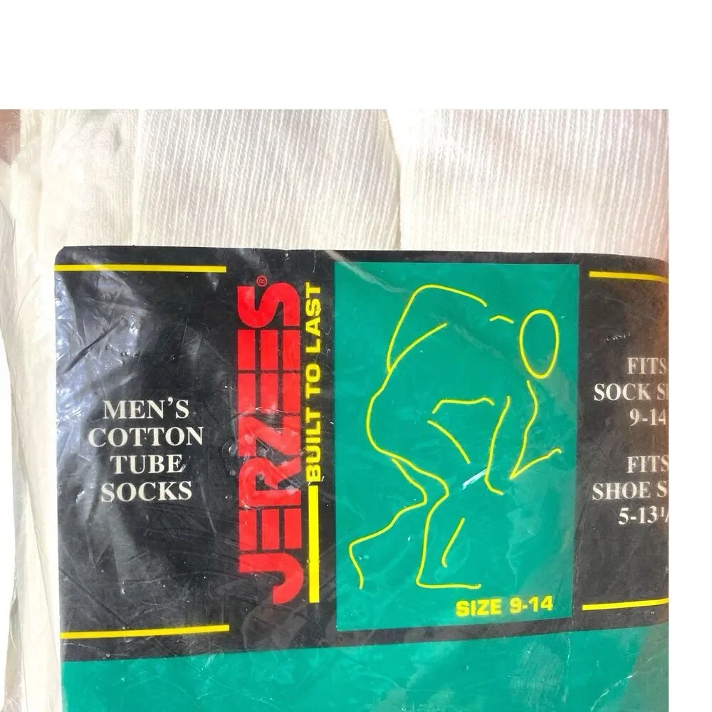 Men's True VTG Jerzees White Cotton Blend Tube Socks 6 Pairs Shoe Size 9-14 NEW